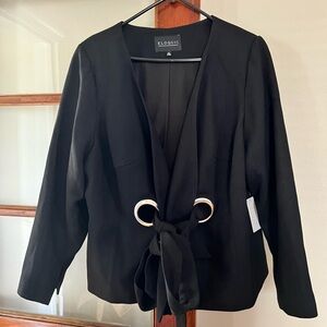Eloquii Black Blazer with Tie Waist Detail
